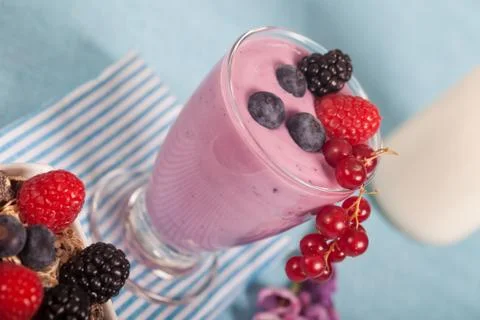 Yogurt with berries Stock Photos