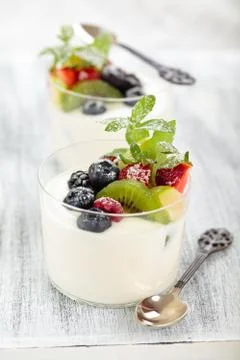 Yogurt with berries. Stock Photos