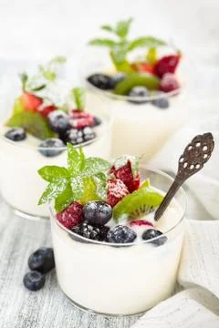 Yogurt with berries. Stock Photos
