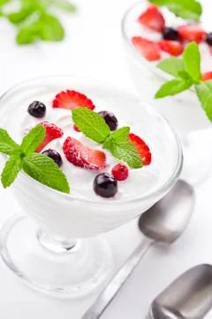 Yogurt With Berries Stock Photos