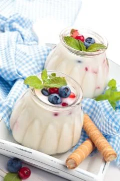 Yogurt with berries. Stock Photos