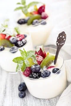 Yogurt with berries. Stock Photos