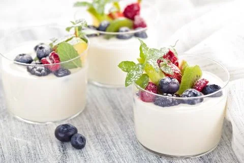 Yogurt with berries. Stock Photos