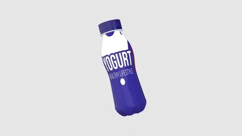 Yogurt Bottle Rotating on a Transparent Background. Seamless Loop. 4K Stock Footage 303814836