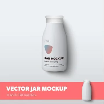 Yogurt bottle vector mockup, with design presentation in red, with realistic  Stock Illustration
