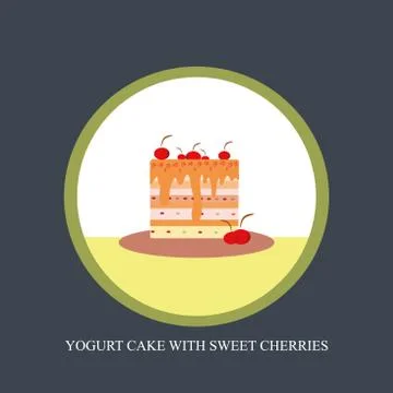 Yogurt cake  isolated on grey background. Stock Illustration