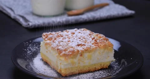 Yogurt cake slice ready to be served Stock-Footage 163435250