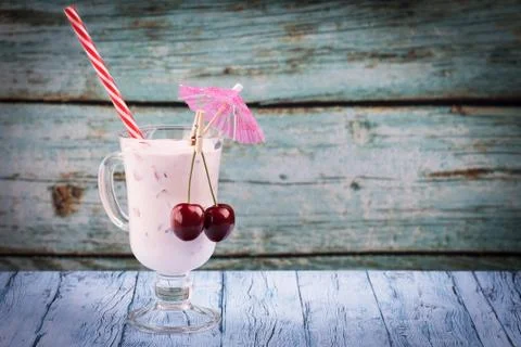 Yogurt with cherry Stock Photos