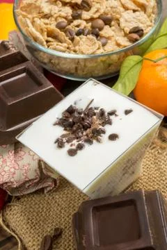Yogurt with chocolate Stock Photos