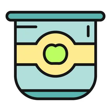 Yogurt container with a green fruit apple label Stock Illustration