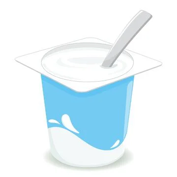 Yogurt container with spoon. Vector illustration Stock Illustration