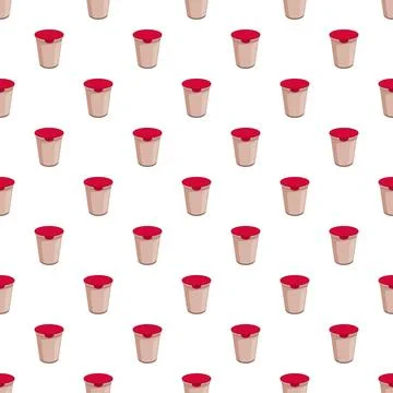Yogurt cup containers pattern on white background Stock Illustration