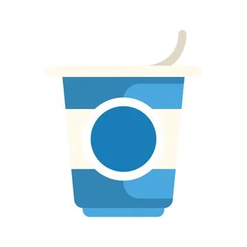 Yogurt cup flat vector breakfast dairy snack icon Stock Illustration