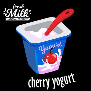Yogurt cup with a spoon flat icon Vector Illustration Stock Illustration