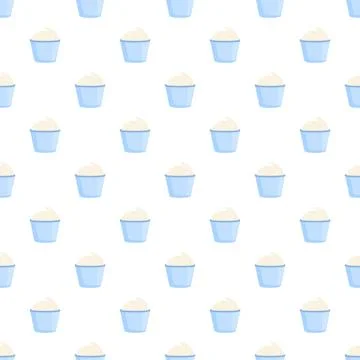 Yogurt cups seamless pattern on white background Stock Illustration
