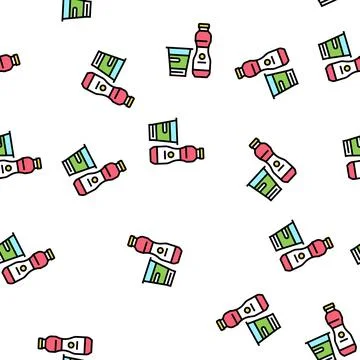 Yogurt dairy product with probiotics vector seamless pattern 库存插图
