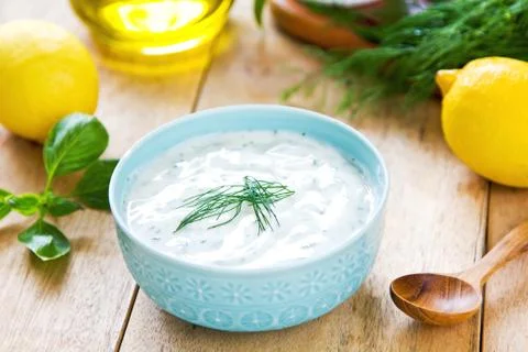 Yogurt dressing Stock Photos