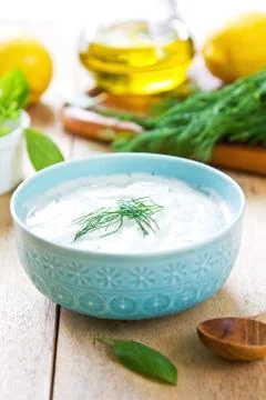 Yogurt dressing Stock Photos