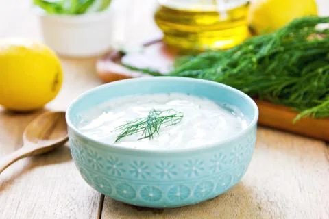 Yogurt dressing Stock Photos