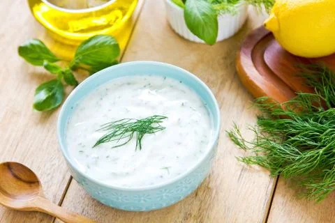 Yogurt dressing Stock Photos