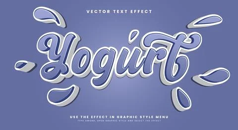 Yogurt editable text effect template Illustrazione stock