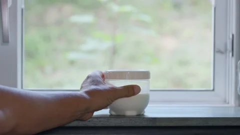 Yogurt fermentation container placed on a shelf Stockbeeldmateriaal 345881465