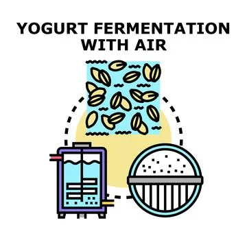 Yogurt fermentation process with air producing probiotic food Stock Illustration