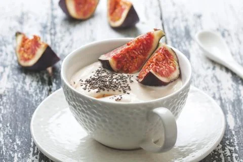 Yogurt with figs Stock Photos