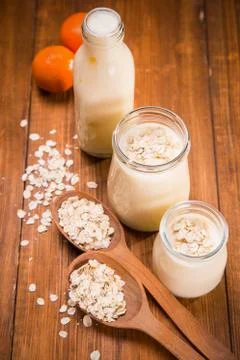 Yogurt with flakes Stock Photos