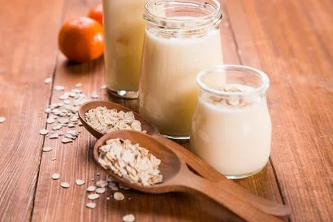 Yogurt with flakes Stock Photos