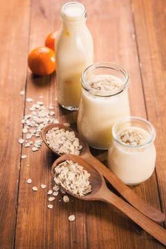 Yogurt with flakes Stock Photos