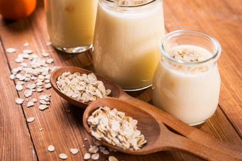 Yogurt with flakes Stock Photos