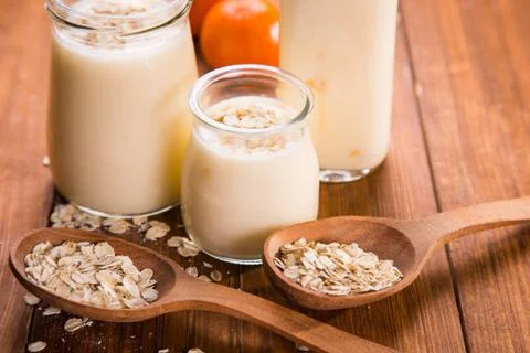 Yogurt with flakes Stock Photos