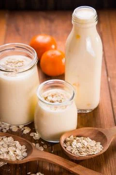 Yogurt with flakes Stock Photos