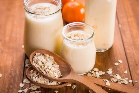 Yogurt with flakes 스톡 사진