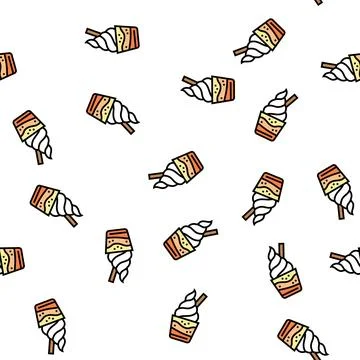 Yogurt ice cream vector seamless pattern Stock Illustration