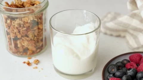 Yogurt in jar Stock Footage 141376514