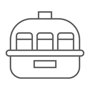 Yogurt maker thin line icon, kitchen and electric Stock Illustration