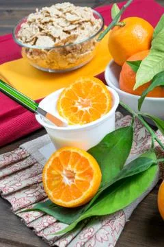 Yogurt with orange Stock Photos