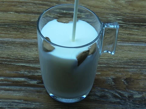 Yogurt is pouring in transparent cup 스톡 동영상 80416209