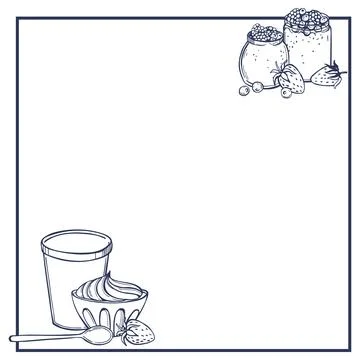 Yogurt set. Vector background. Stock Illustration