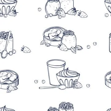 Yogurt set. Vector  pattern. Stock Illustration
