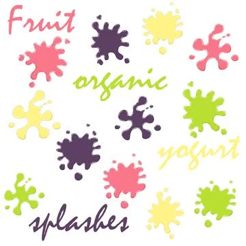 Yogurt splashes set Stock Illustration