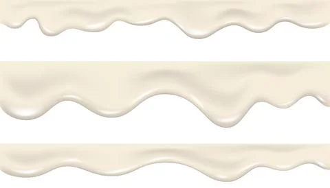 Yogurt wave realistic 3d texture, dripping cream. Stock Illustration