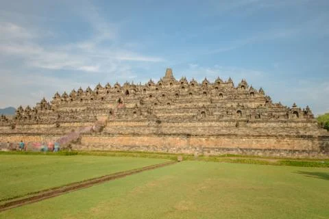 Yogyakarta, Java, Indonesia: Nov 15, 2017: Touist on Borobudur Temple during  Stock-Fotos