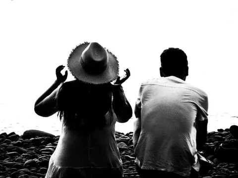 Yoıung lover on the beach Stock Photos