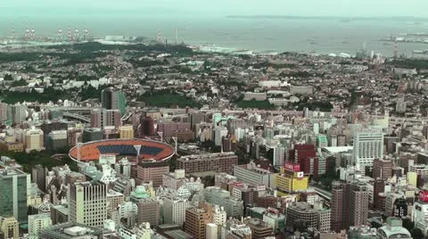 Yokohama Aerial Japan Stock Footage