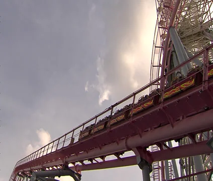 Yokohama Roller Coaster and Ferris Wheel Stock Footage 35257321