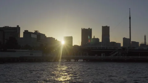 Yokohama Skyline Sunset Stock Footage 248779218