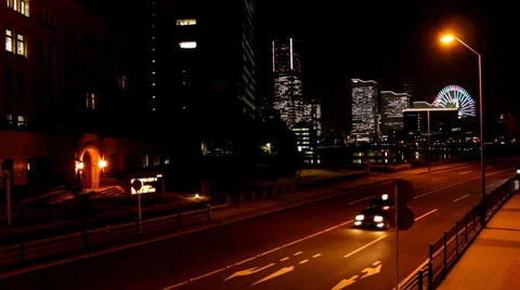 Yokohama traffic at night 3 Stock Footage 34446341